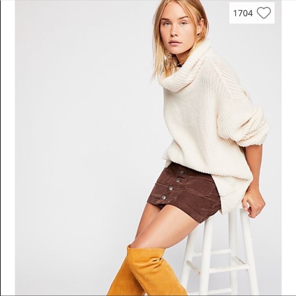 FREE PEOPLE Corduroy Chocolate Mini Skirt New - Picture 8 of 8